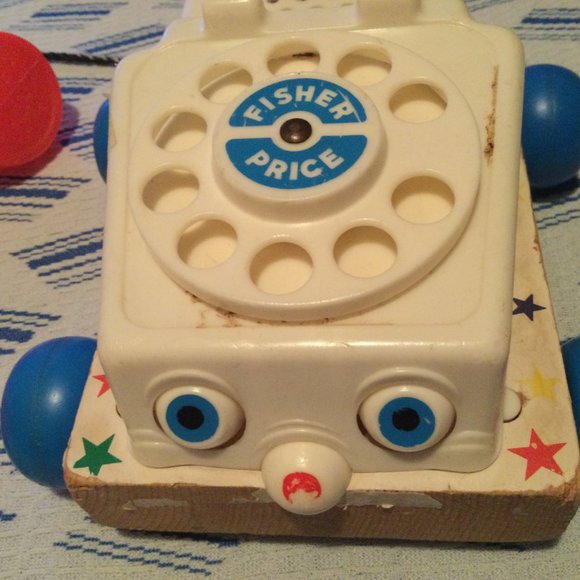 Vintage toy car telephone dial Fisher Price wood base - Picture 3 of 5